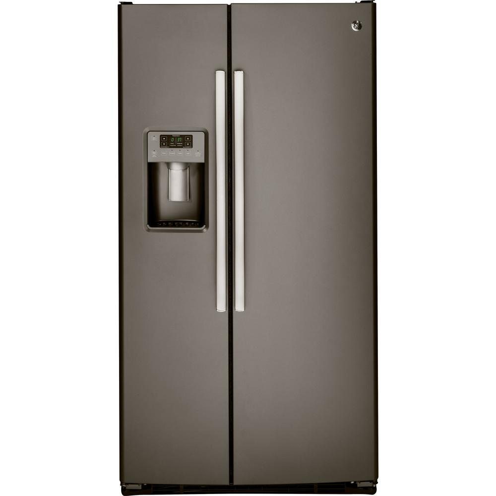 GE 23.2 cu. ft. Side by Side Refrigerator in Slate, Fingerprint Resistant