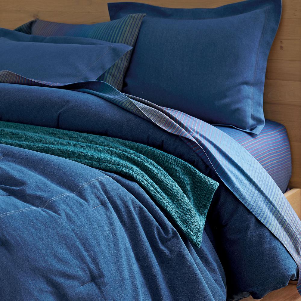 The Company Store Denim Solid Cotton Queen Comforter In Denim