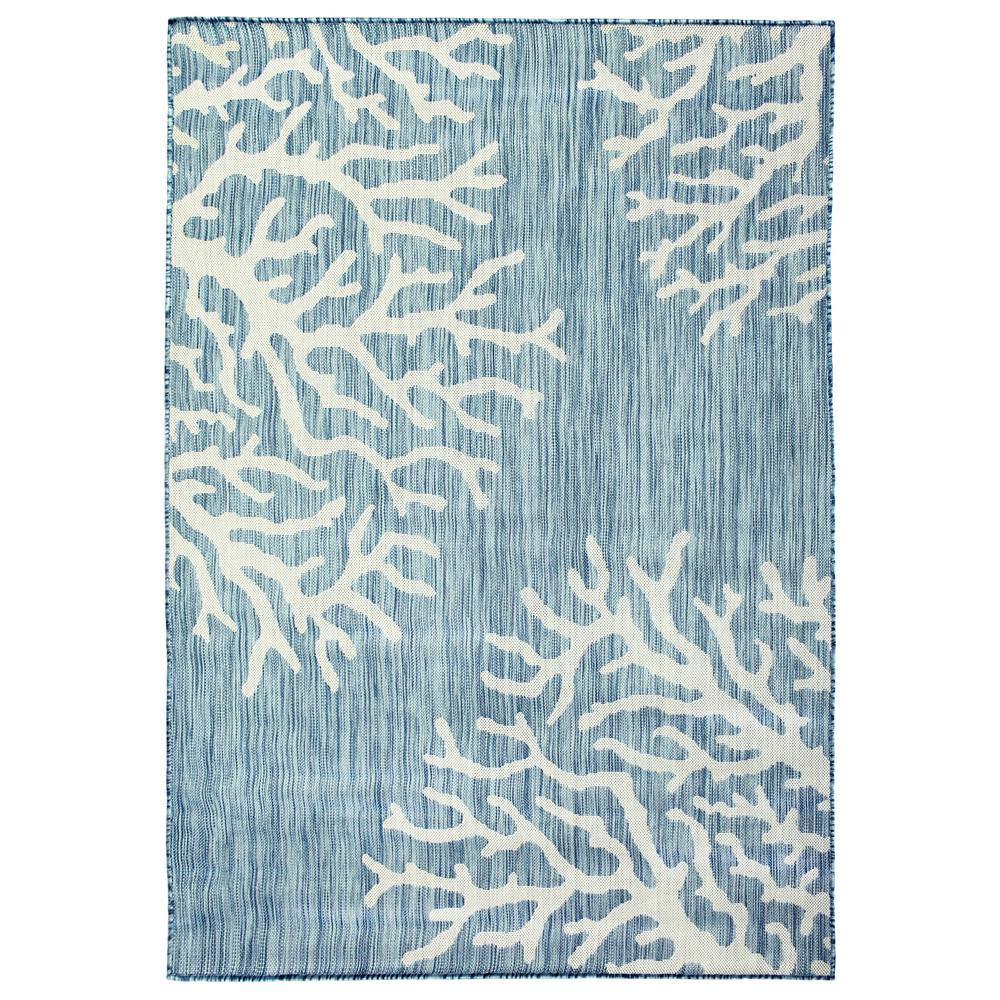 Hampton Bay Coral Aqua 5 ft. 3 in. x 7 ft. 5 in. Flat Weave Indoor