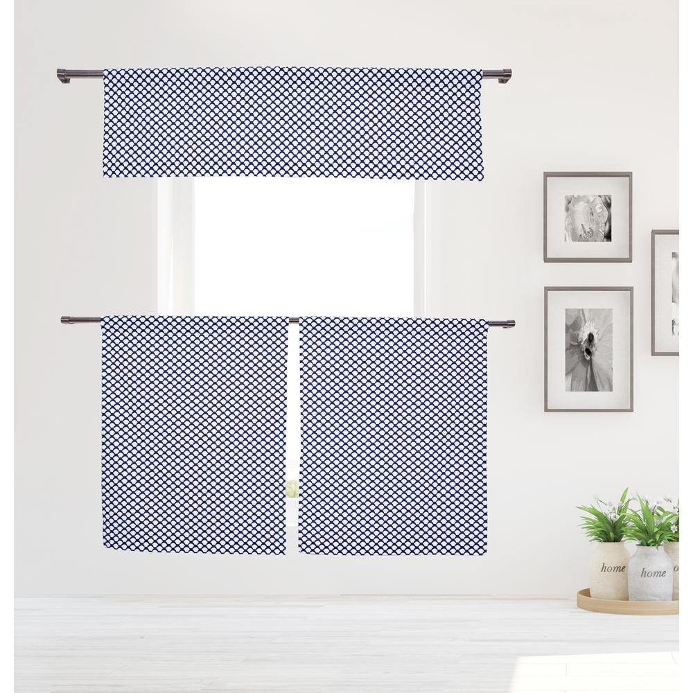 Duck River Medici Kitchen Valance In Tiers Navy 15 In W X 58 In