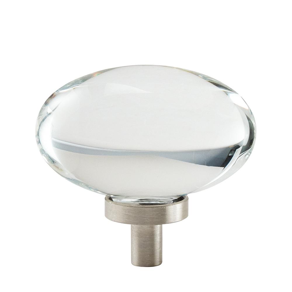 Amerock Glacio 13/4 in. (44 mm) Dia Clear Crystal/Satin Nickel Oval