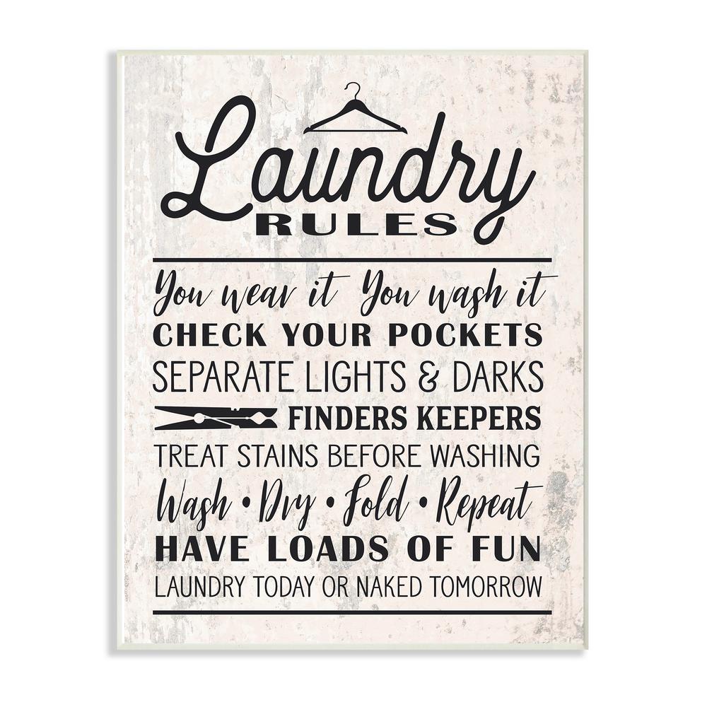 The Stupell Home Decor Collection 10 In X 15 In Black On White Washed Texture Laundry Rules Typography With Icons By Lettered And Lined Wood Wall Art Wrp 1228 Wd 10x15 The Home Depot