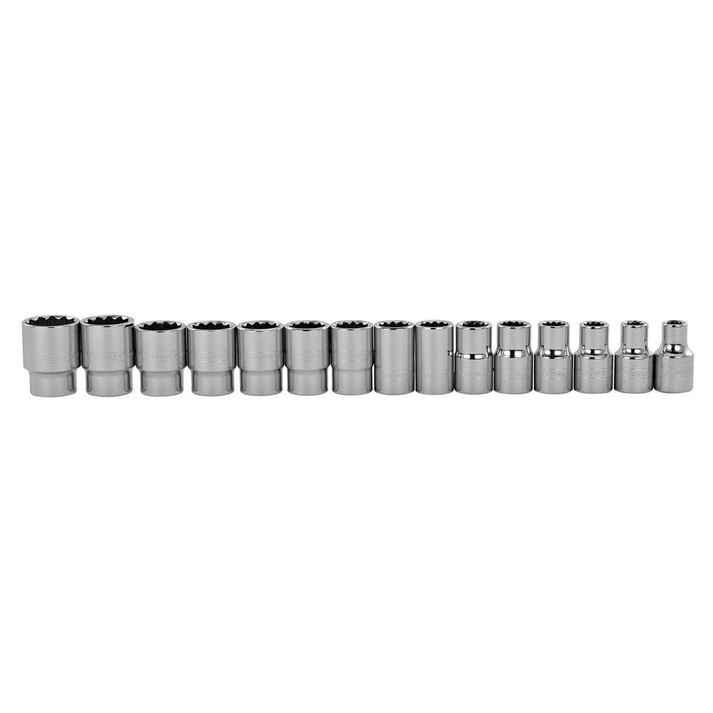 Stanley 1/2 in. Drive Professional Grade 12Point Metric Socket Set (15