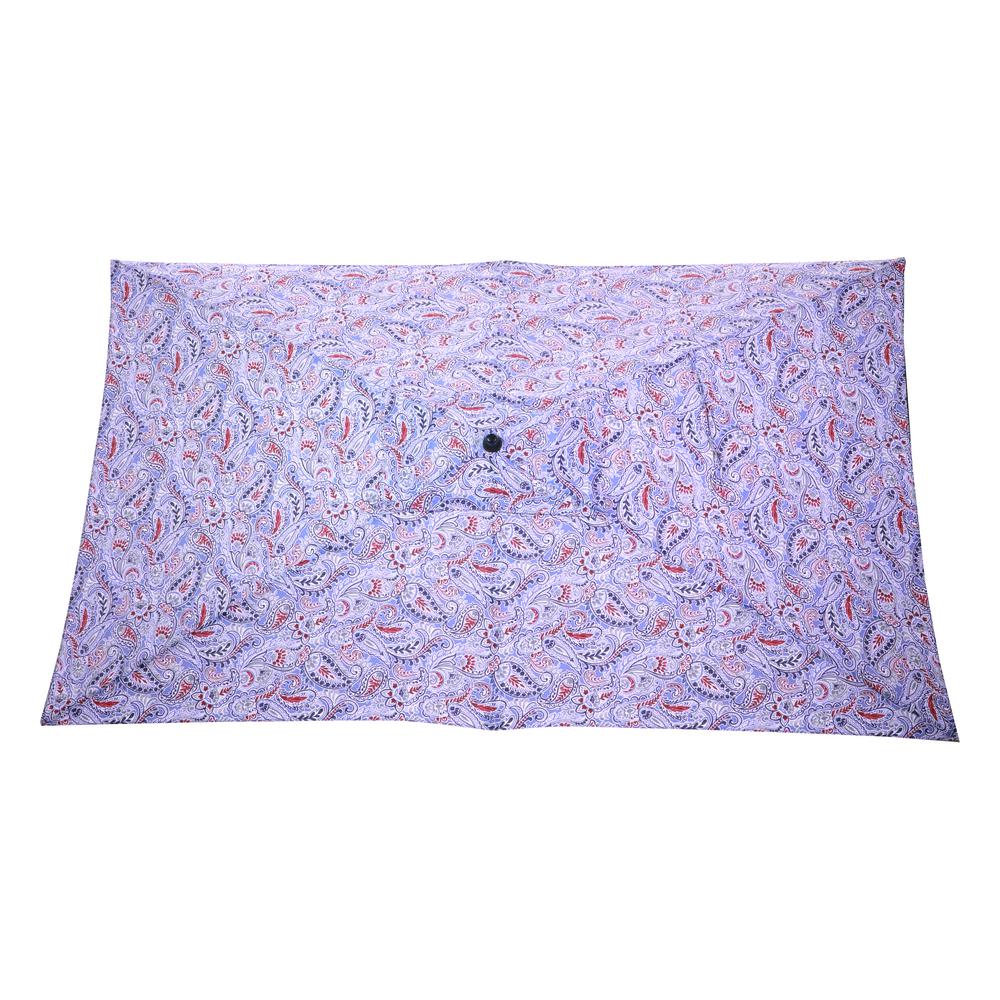 Hampton Bay 10 Ft X 6 Ft Aluminum Market Patio Umbrella In Denim Paisley With Push Button Tilt 9106 01523800 The Home Depot