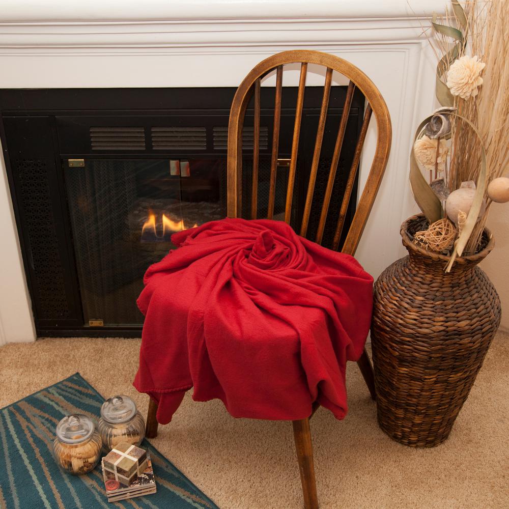 Unbranded 50 in. x 60 in. Red Super Soft Fleece Throw BlanketMW2405