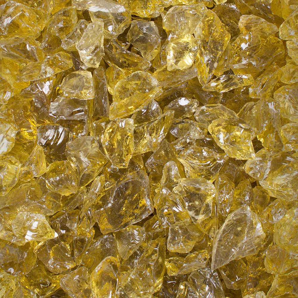 Celestial Fire Glass 1/2 in. to 3/4 in. 10 lbs. Yellow Amber in Crushed