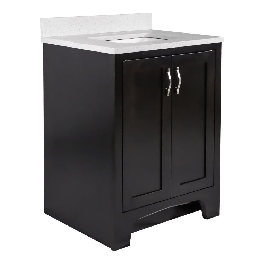 Design House Ventura RTA 25 in. W x 22 in. D x 38.5 in. H Bath Vanity in Espresso with Snowdrift