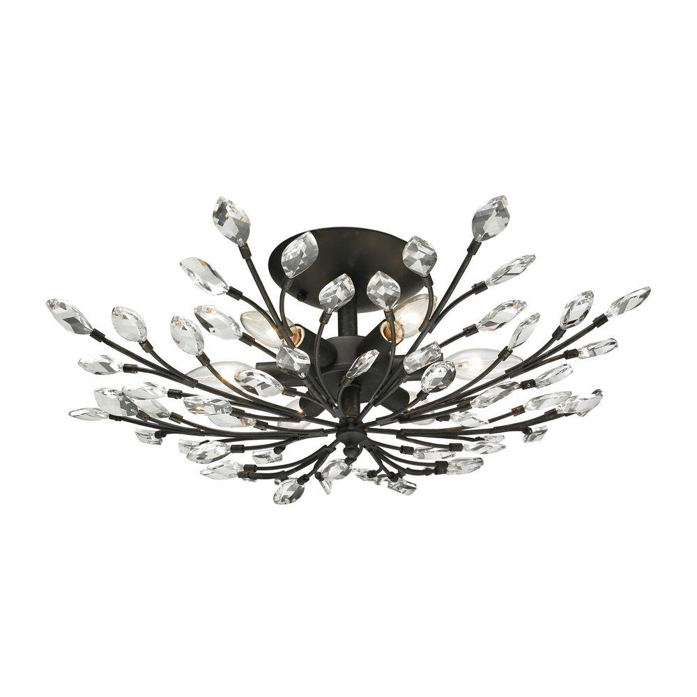 Titan Lighting Crystal Branches 6 Light Burnt Bronze Semi Flush Titan Lighting Crystal Branches 6 Light Burnt Bronze Semi Flush Mount