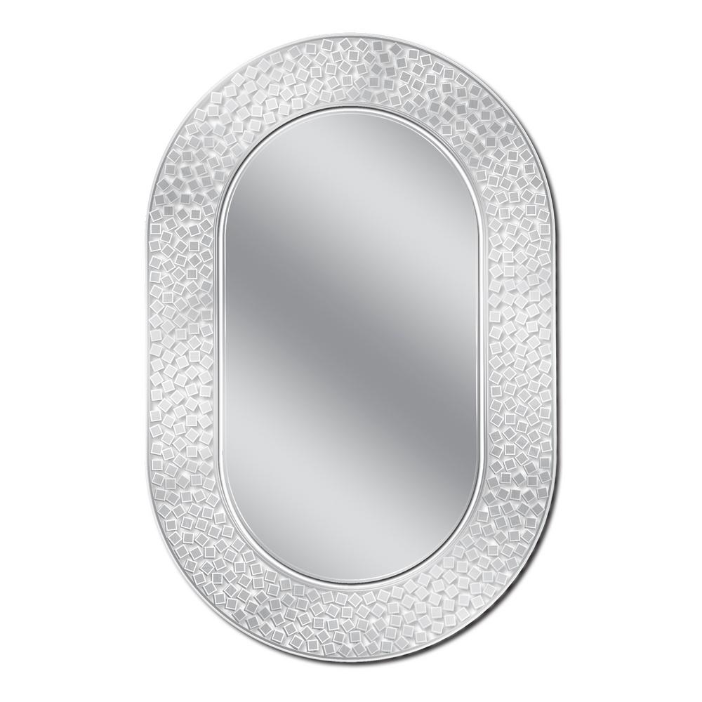 Etched Off White Vanity Mirrors Bathroom The Home Depot Etched Off White Vanity Mirrors