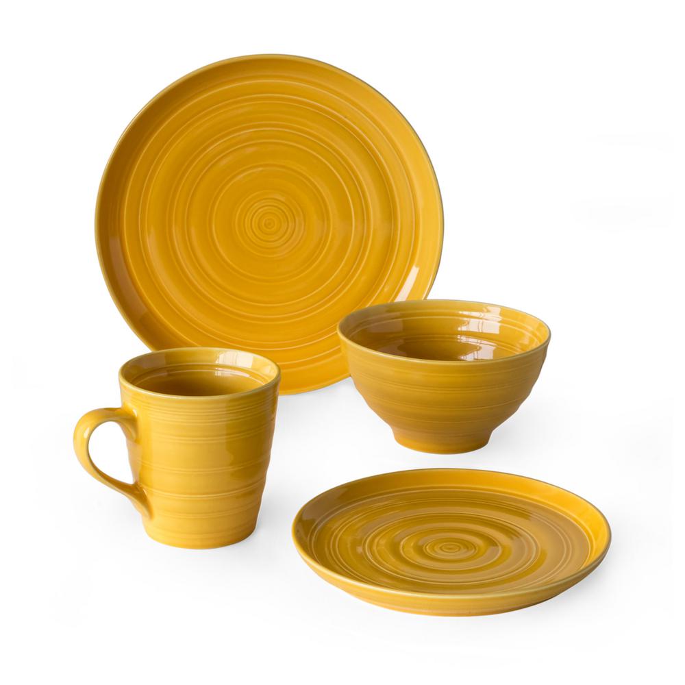 Over and Back Loop 16Piece Yellow Dinnerware Set807765 The Home Depot