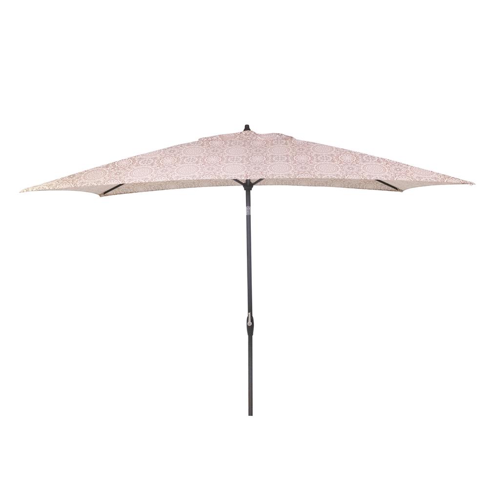 Hampton Bay 10 Ft X 6 Ft Aluminum Market Patio Umbrella In Patnos Small Riverbed 9106 01415400 The Home Depot