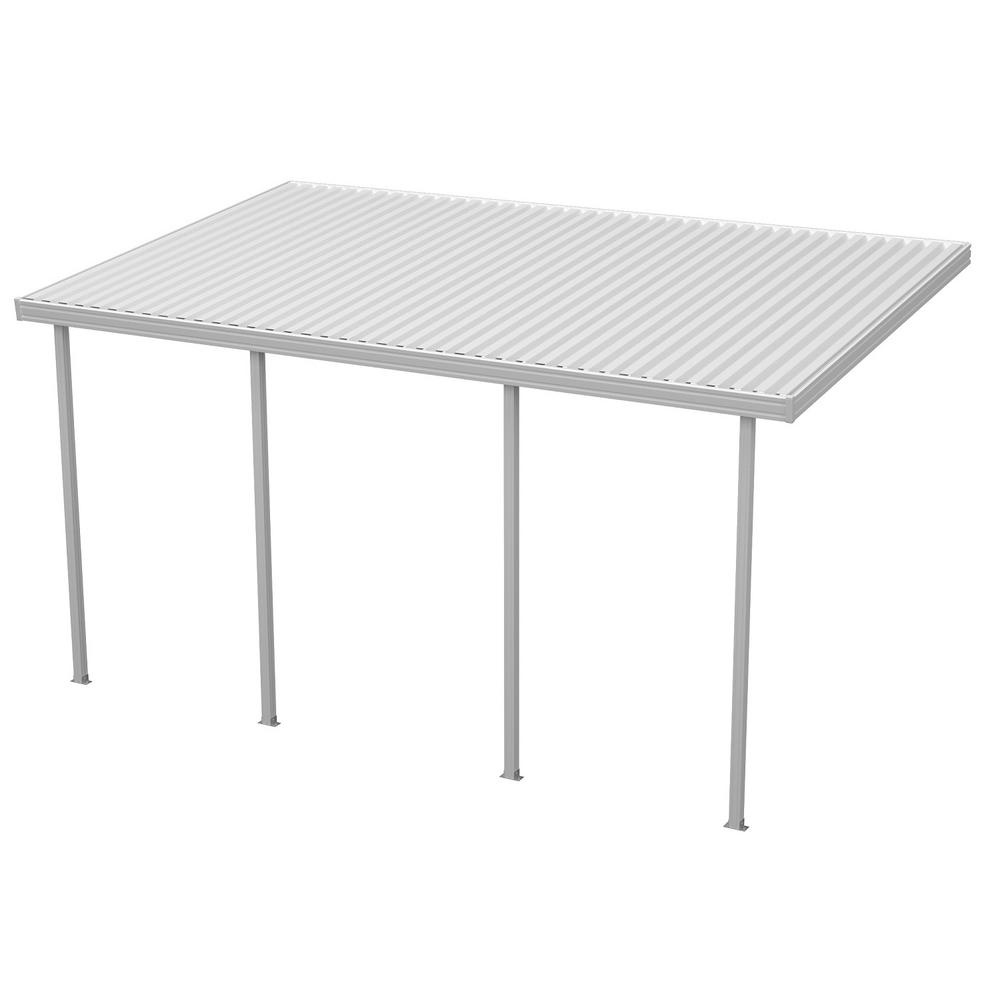 Integra 14 ft. x 12 ft. White Aluminum Frame White Roof Carport, 3 Posts 10 lbs. Snow Load