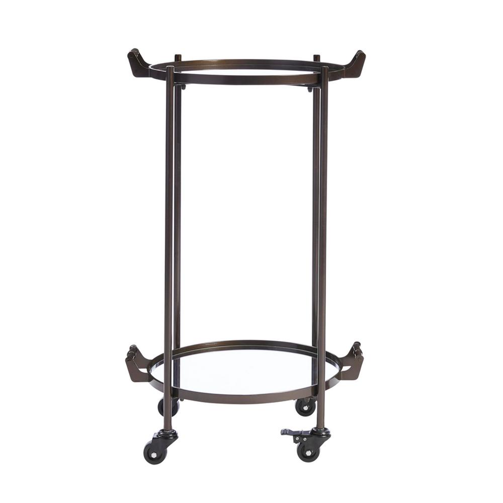 Home Decorators Collection Oil Rubbed Bronze Metal Rolling Bar Cart with Mirrored Tray Shelves (20 in. W x 33 in. H) was $129.0 now $77.4 (40.0% off)