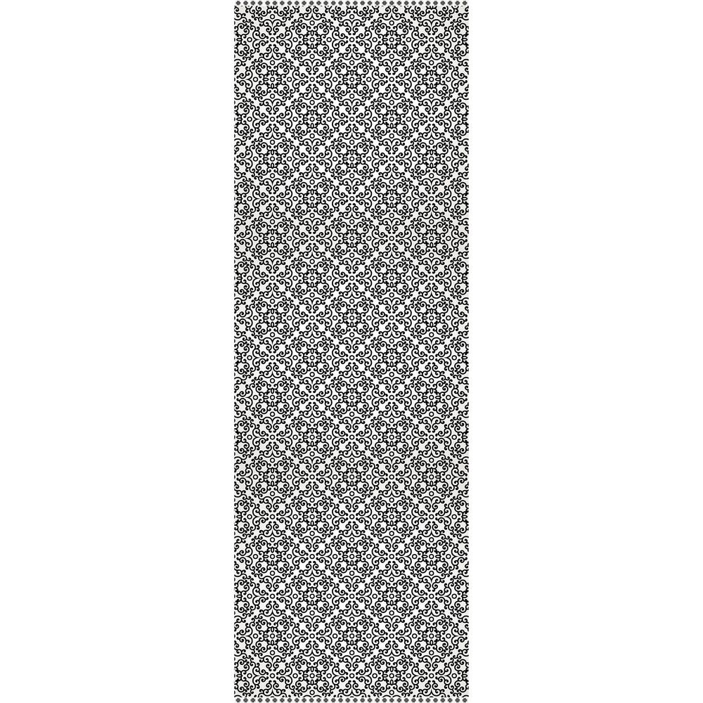 smart tiles Black and Beige 24 in. x 72 in. Rectangular Laminated Vinyl Area RugHG16072472