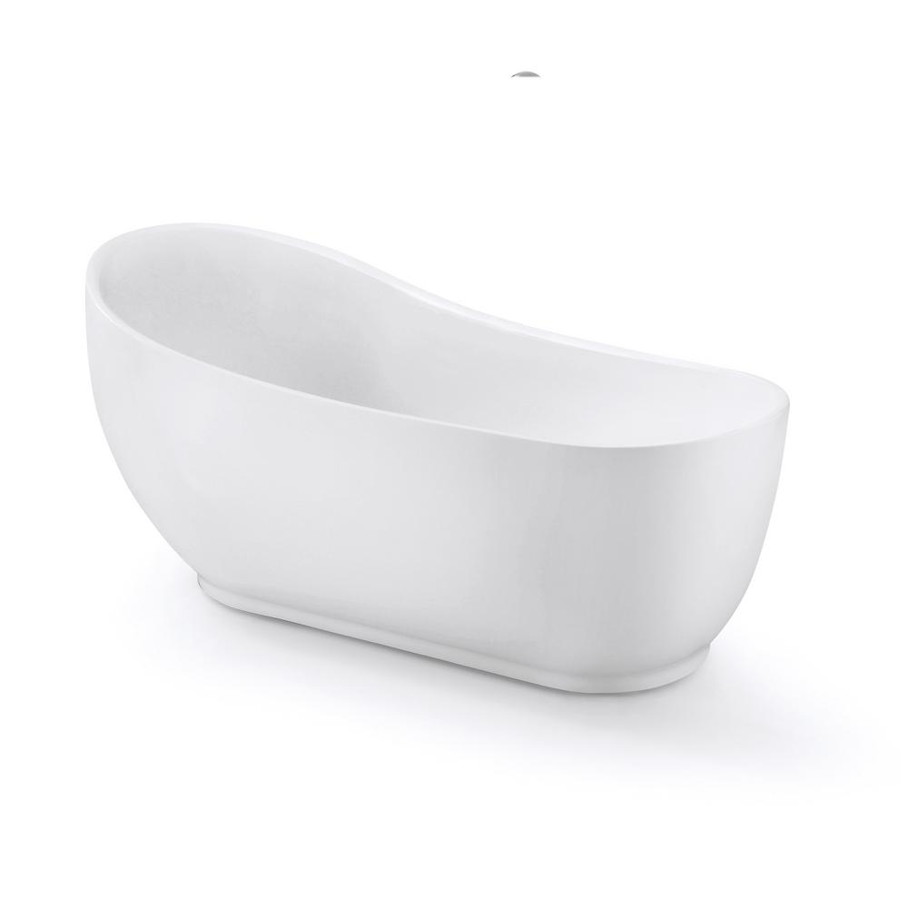 Aston Laurel 5.57 ft. Acrylic Flatbottom Bathtub in White with