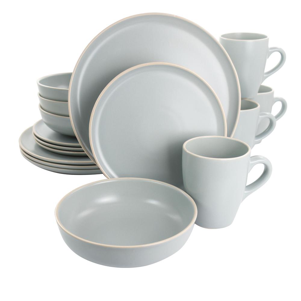 GIBSON elite Serenade 16-Piece Round Stoneware Dinnerware Set in Light ...