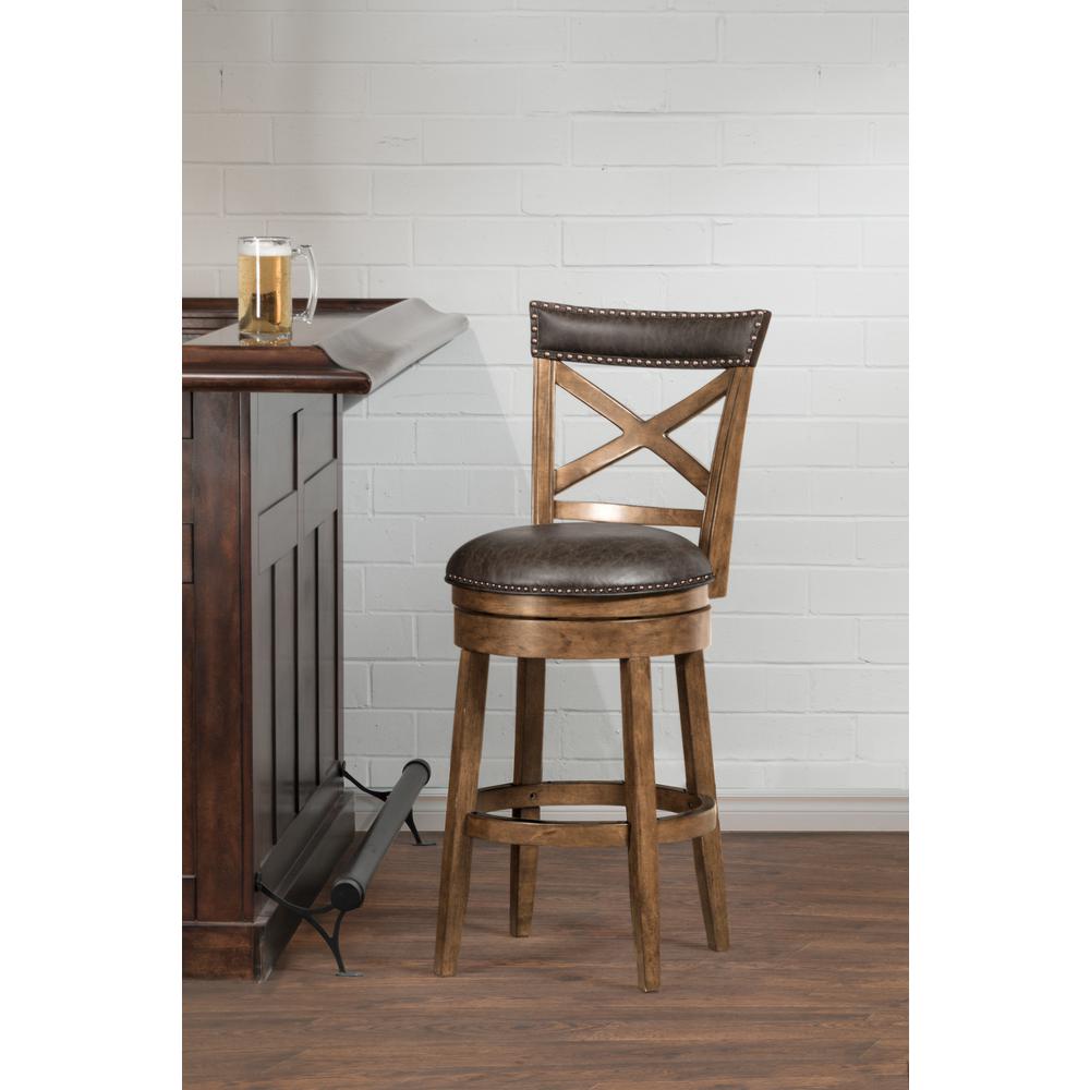 Faux Leather Rustic Bar Stools Kitchen Dining Room Furniture Pine Swivel Counter Stool