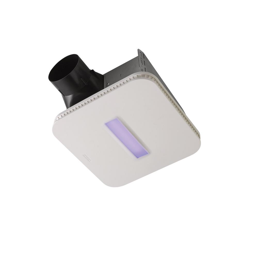 Photo 1 of (PARTS ONLY SALE: missing manual, hardware; DENTED) 
SurfaceShield Vital Vio Powered Exhaust Vent Fan w/ LED White Light and Antibacterial Violet Light, 110 CFM