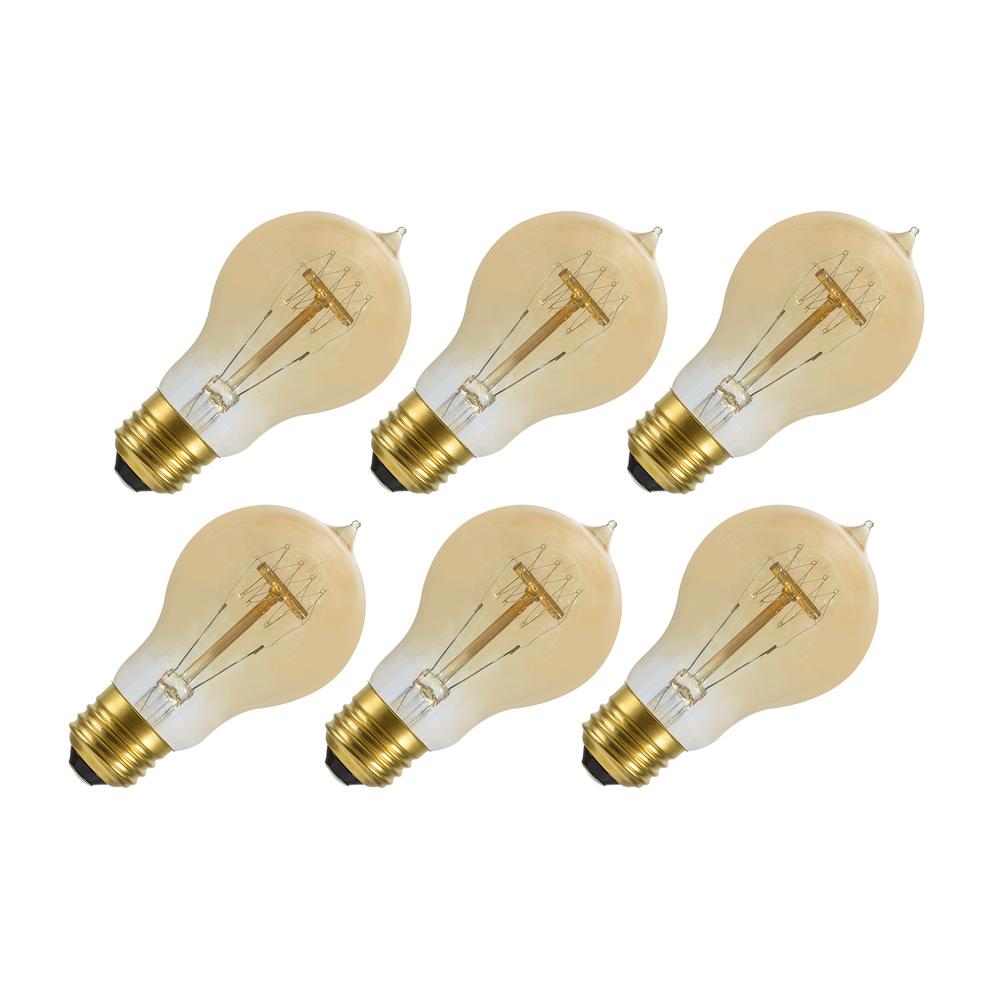 60W Edison Style E26 Medium Base 200 Lumens 6 Pack T9 Vintage Incandescent Filament Bulb Radio Tube Dimmable