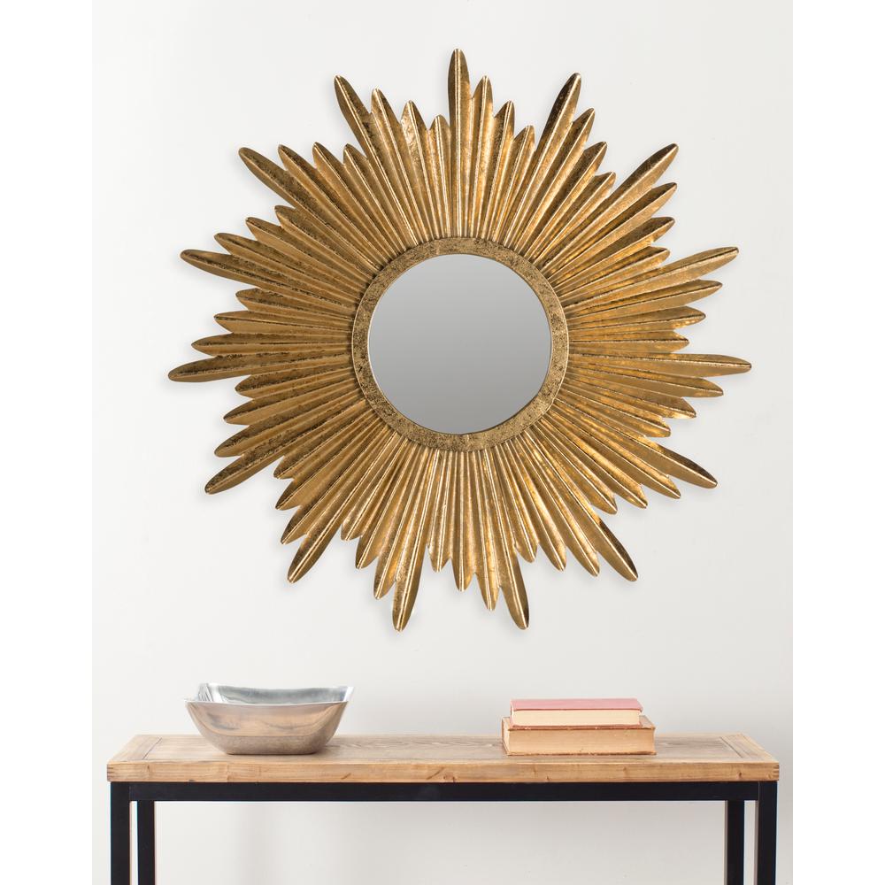 Safavieh Josephine Round Antique Gold Sunburst Decorative Mirror Safavieh Josephine Round Antique Gold Sunburst Decorative Mirror