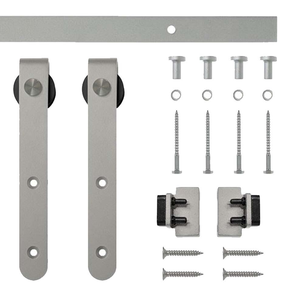 5 Ft Satin Nickel Round Hook Mini Sliding Barn Door Hardware Kit