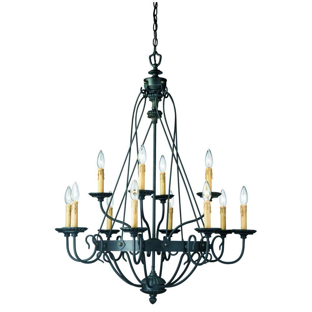 Clearance Chandeliers Lighting The Home Depot Glasgow 12 Light Burnt Sienna Hanging Chandelier