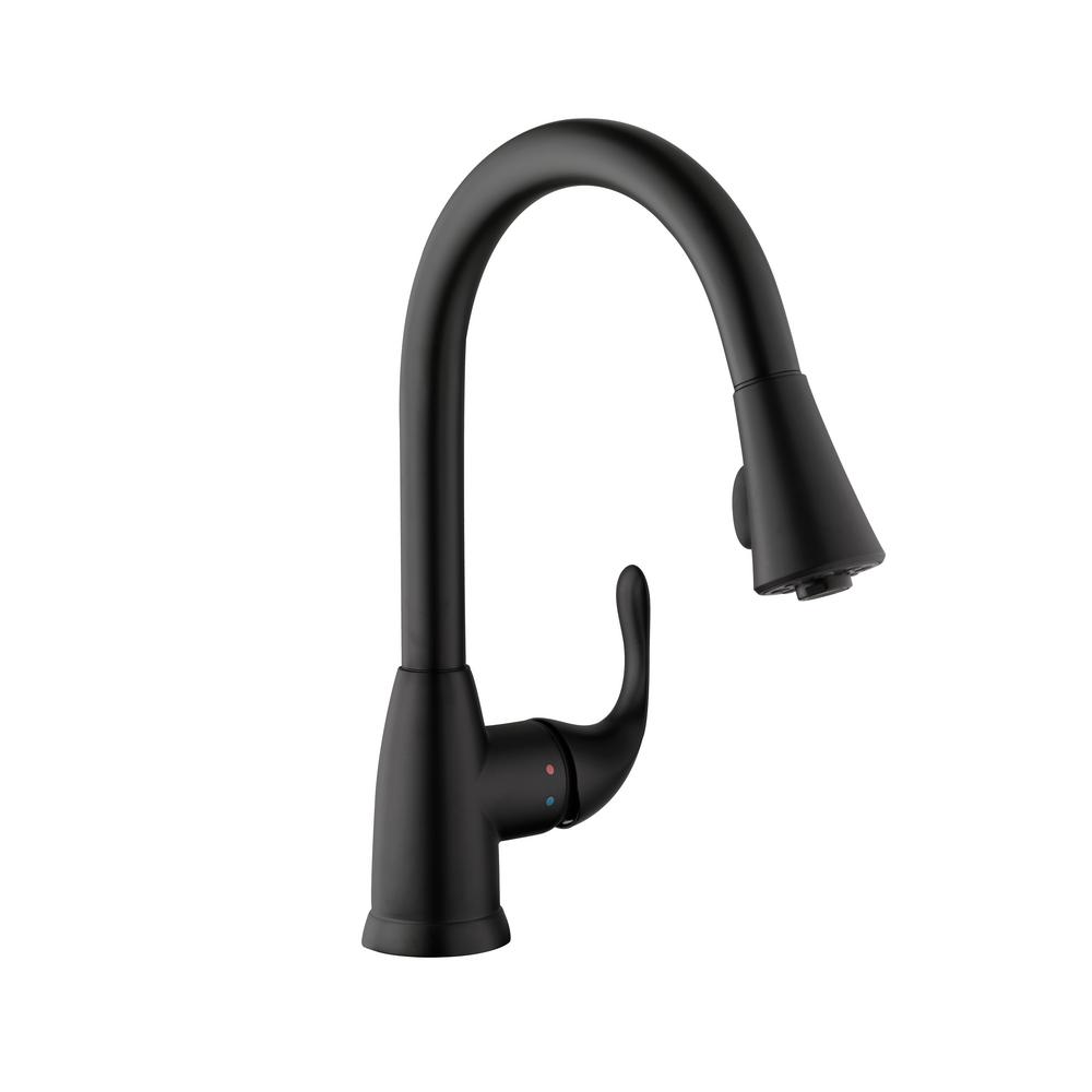 Glacier Bay Market Single Handle Pull Down Kitchen Faucet With Turbospray And Fastmount In Matte Black Hd67551 0310h The Home Depot
