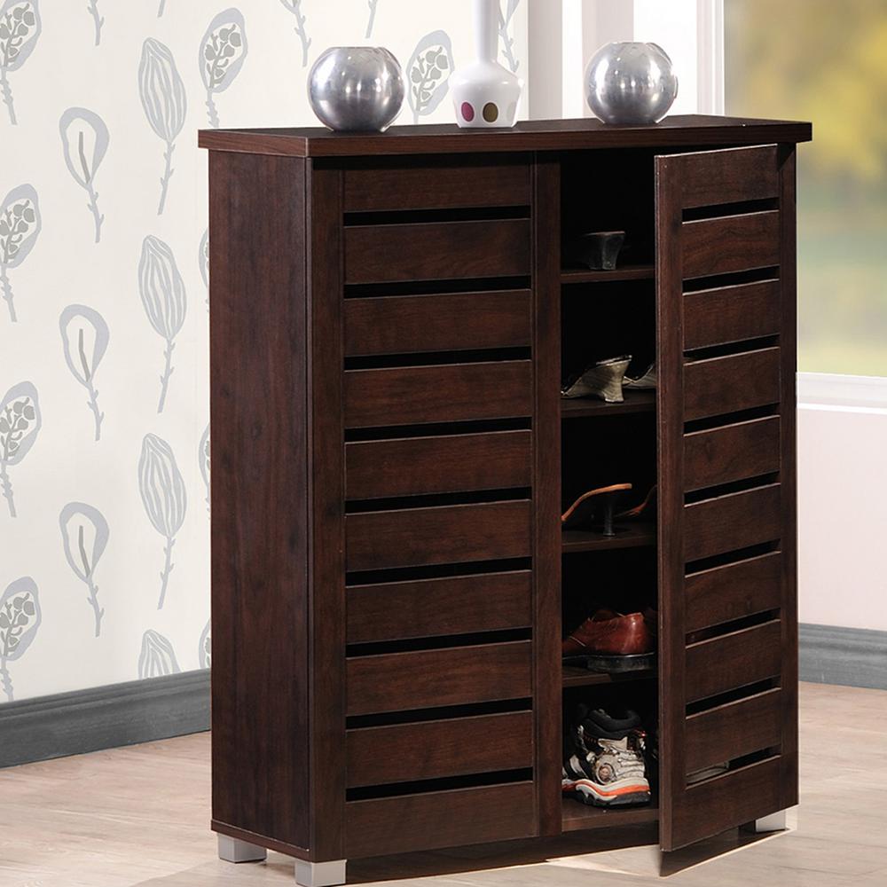 Baxton Studio Adalwin Dark Brown Tall Storage Cabinet 28862 6516