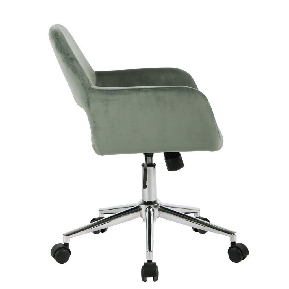 Furniturer Ross Green Velvet Home Task Chair Ross Chrome Velvet