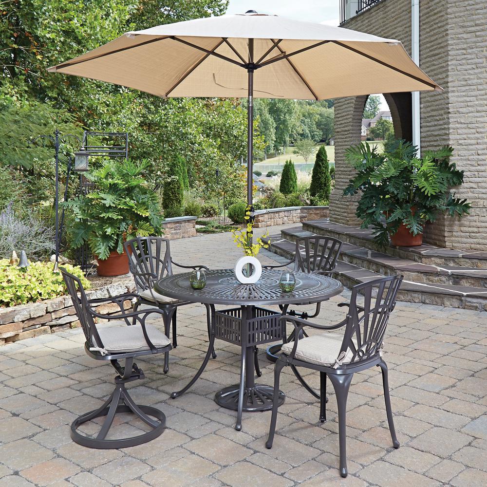 Home Styles Largo 5-Piece Patio Dining Set with Umbrella and Cushions