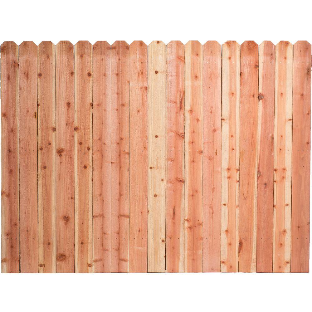 6 ft. H x 8 ft. W Construction Common Redwood Dog-Ear Fence Panel-07635 - The Home Depot