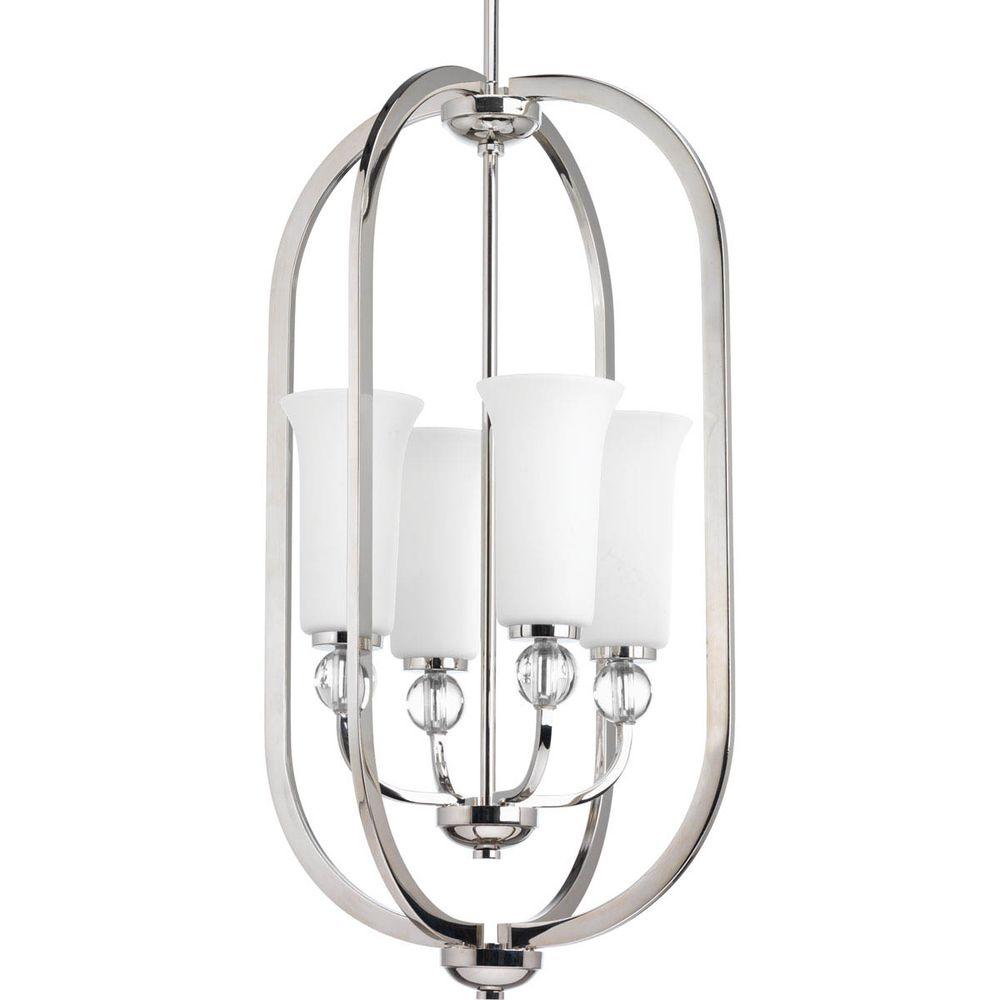 Pendant Lights Lighting The Home Depot Elina Collection 4 Light Polished Nickel Foyer Pendant
