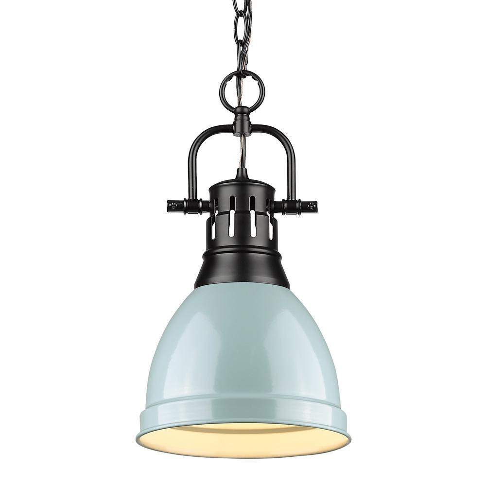 Teal Pendant Lights Lighting The Home Depot Duncan 1 Light Black Pendant And Chain With