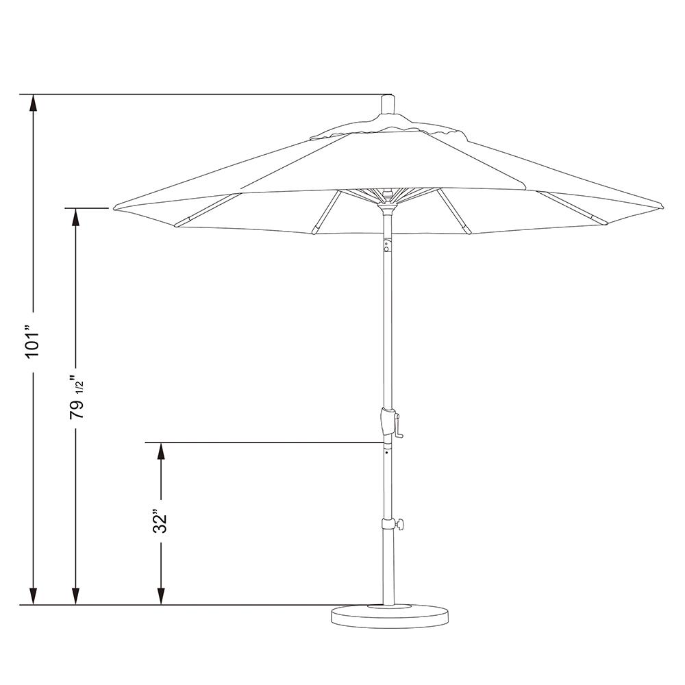 California Umbrella 9 ft. Hammertone Grey Aluminum Market Patio