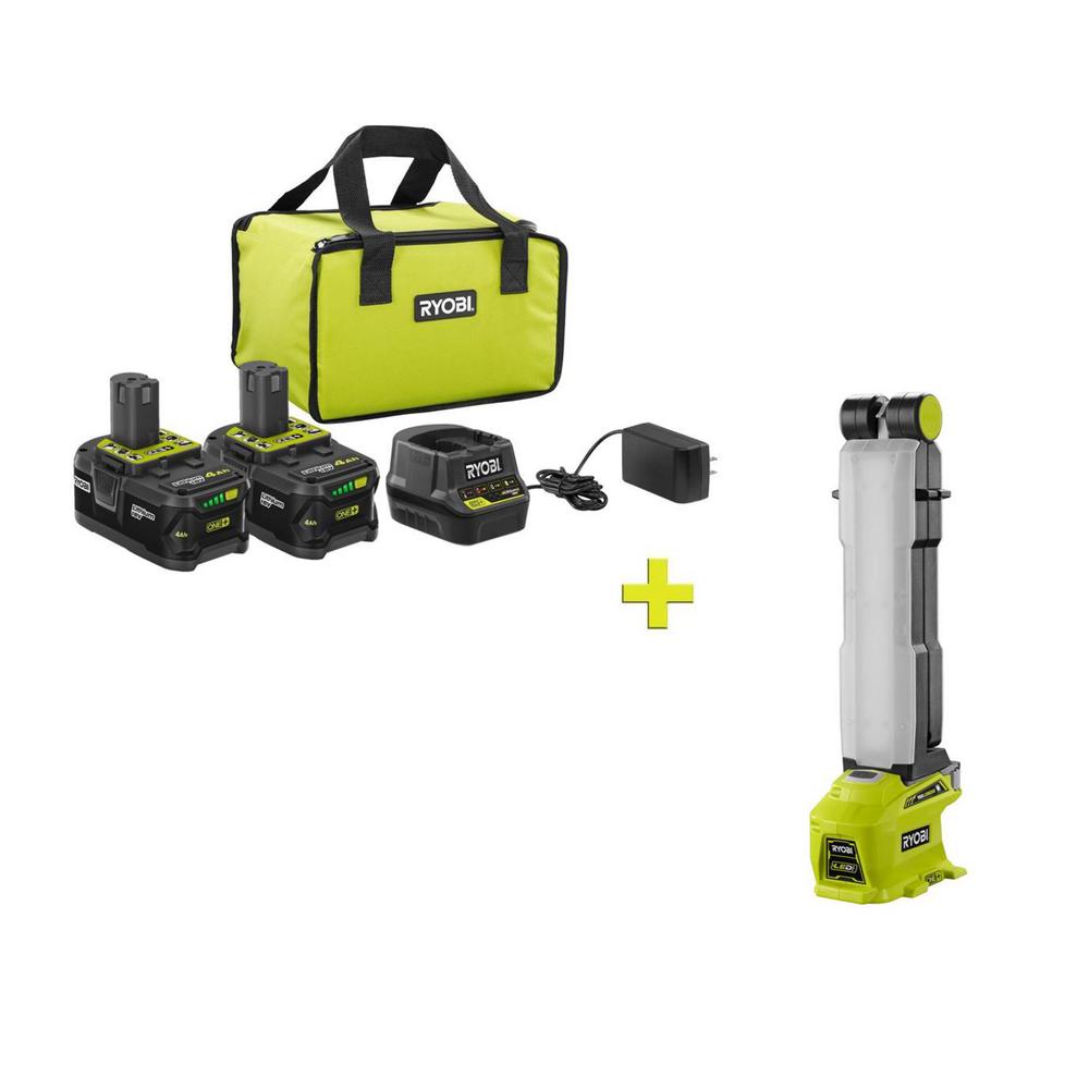 RYOBI 18-Volt ONE+ High Capacity 4.0 Ah Battery (2-Pack) Starter Kit with Charger and Bag with FREE ONE+ LED Workbench Light was $276.97 now $99.0 (64.0% off)