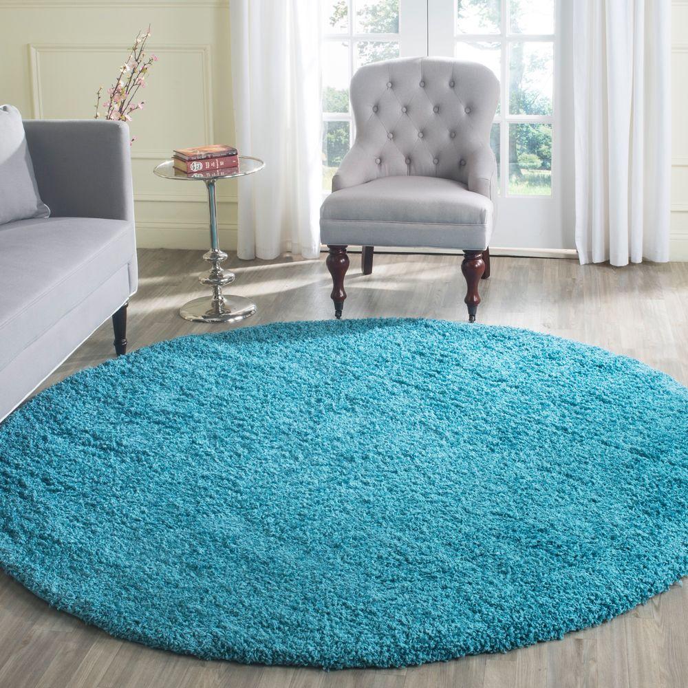 Round 7 And Larger Turquoise Area Rugs The Home Depot Laguna Turquoise