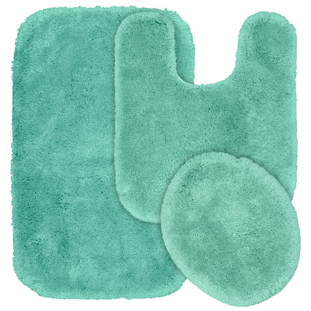 green bathroom rug set