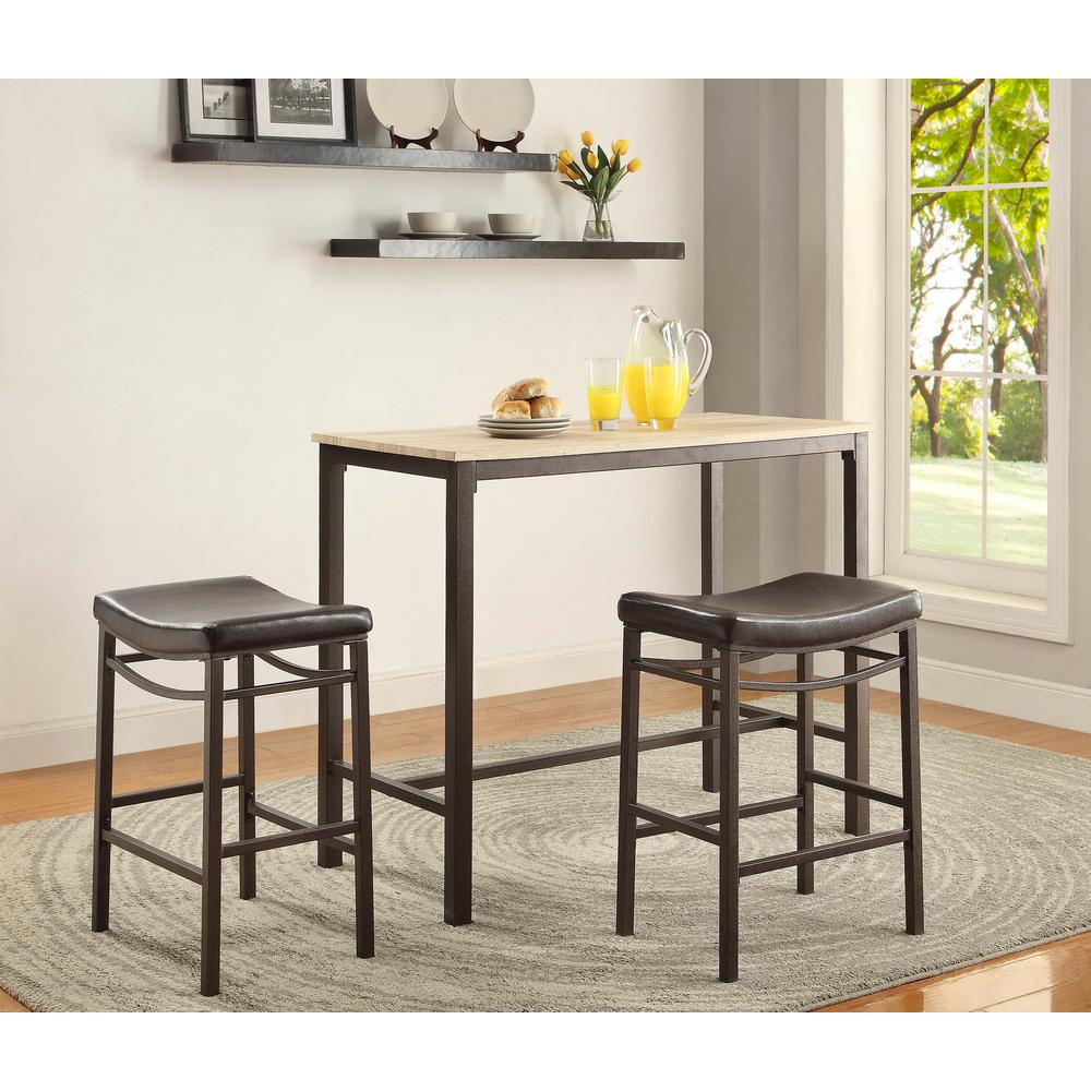 Linon Home  Decor Betty 3 Piece Rustic Brown Bar Table Set  