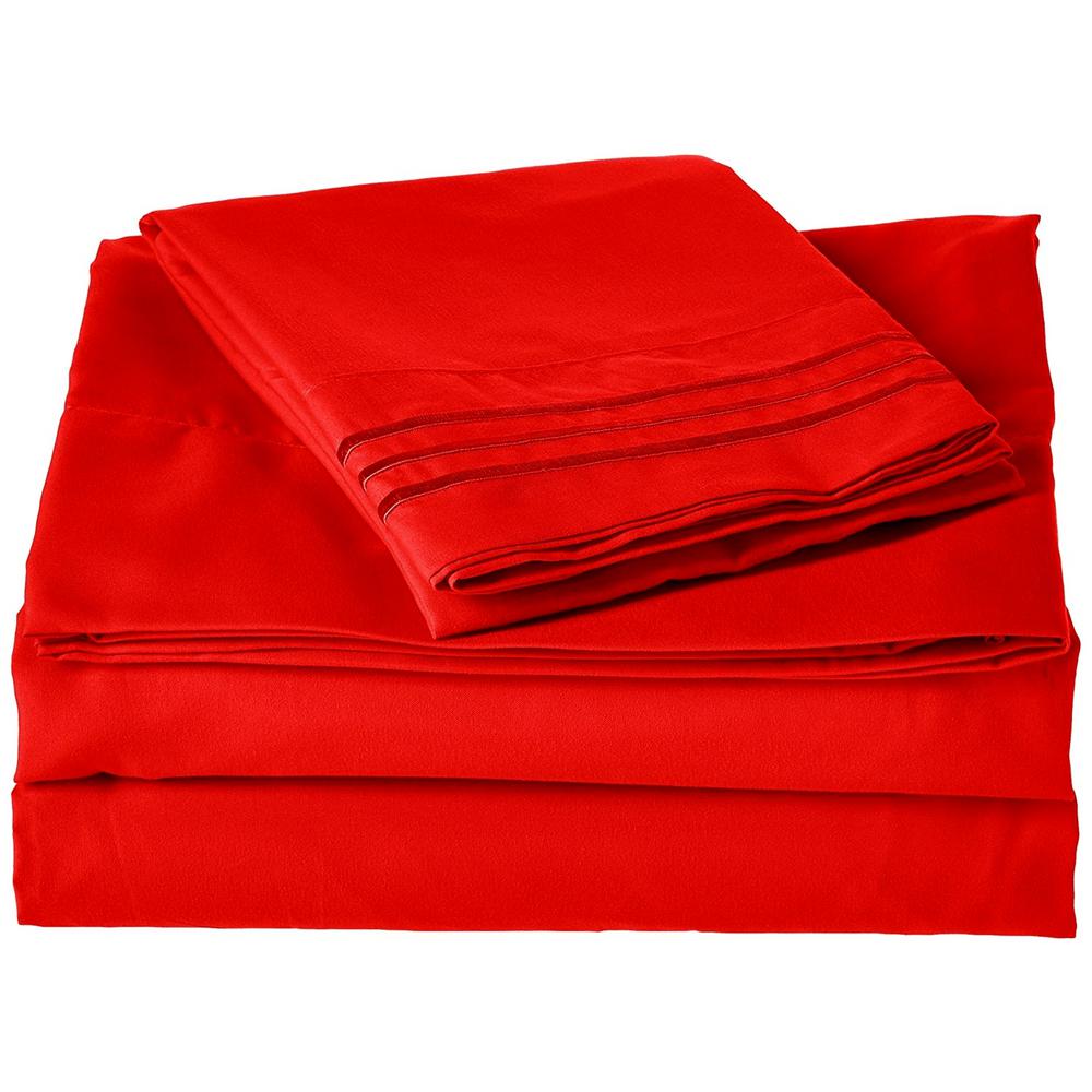 Elegant Comfort 1500 Series 4-Piece Red Triple Marrow ...