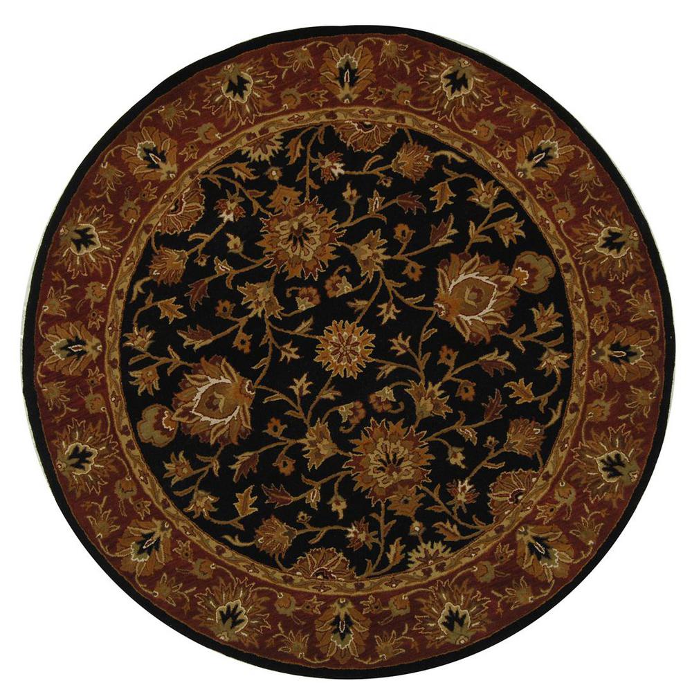 Safavieh Heritage Black/Red 5 ft. x 5 ft. Round Area RugHG112A5R The Home Depot