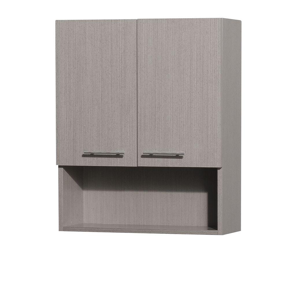 Wyndham Collection Centra 24 In W X 29 In H X 8 12 In D Bathroom Storage Wall Cabinet In Grey Oak