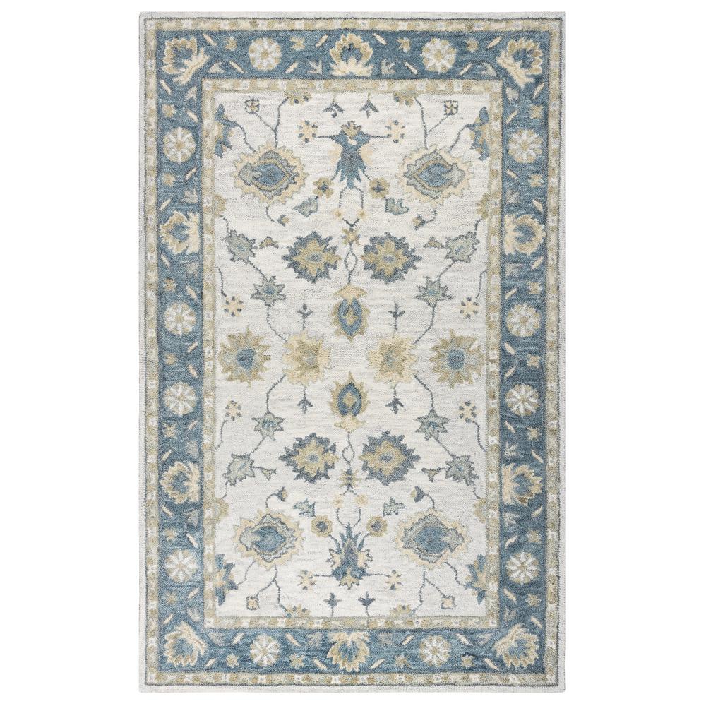 Napoli Ivory Blue 10 Ft X 14 Border Fl Persian Area Rug
