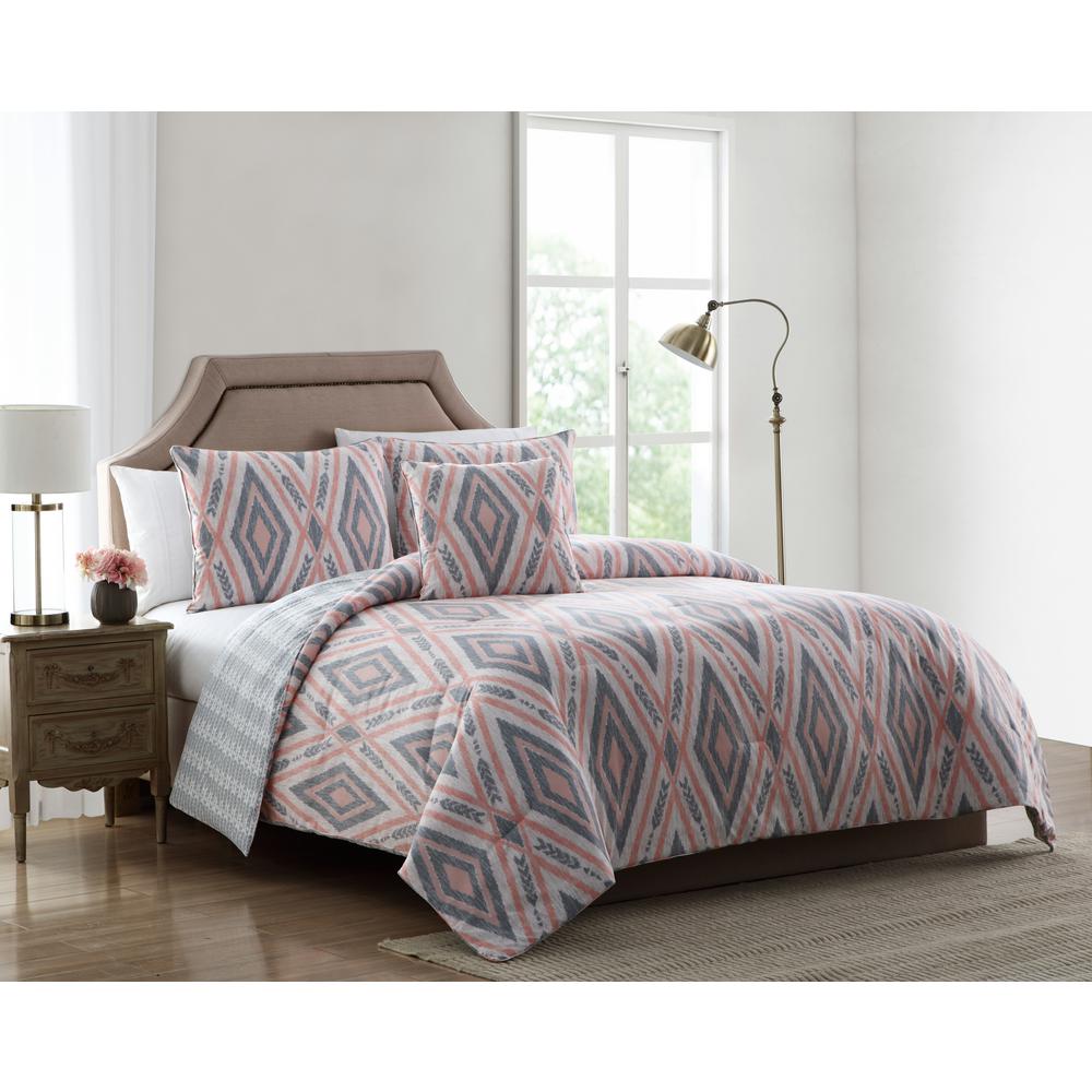 Morgan Home Delilah Pink And Grey Tribal Print Twin Comforter Set