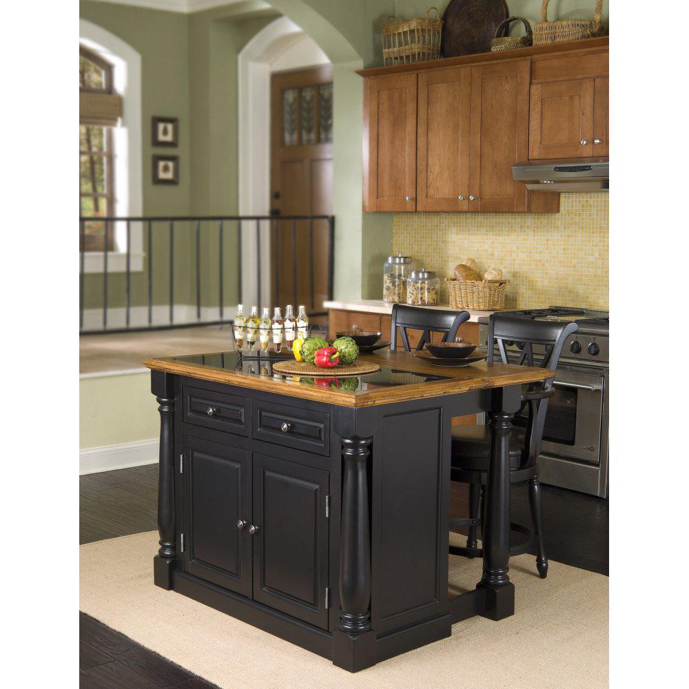 Homestyles Monarch Black And Oak Kitchen Island With Granite Top 5009 94 The Home Depot