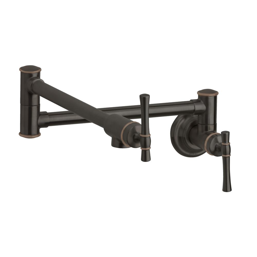 Bronze Pot Fillers Kitchen Faucets The Home Depot Explore Wall Mount Potfiller With Lever Handle In Oil Rubbed Bronze