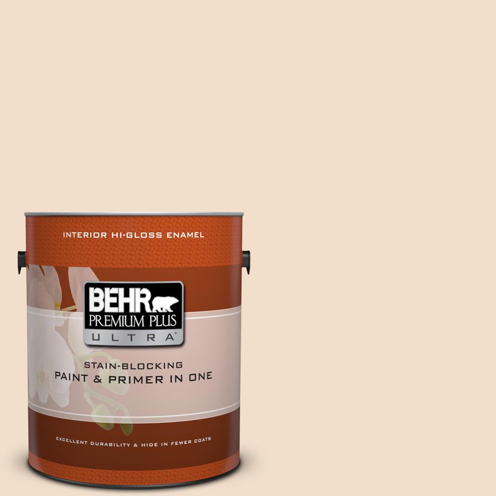 BEHR Premium Plus Ultra 1 gal. #OR-W2 So Much Fawn Hi-Gloss Enamel ...