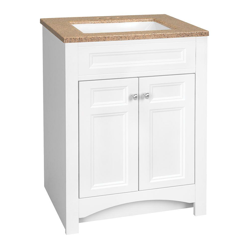 Glacier Bay Modular 24.5 in. W Bath Vanity in White with Solid Surface