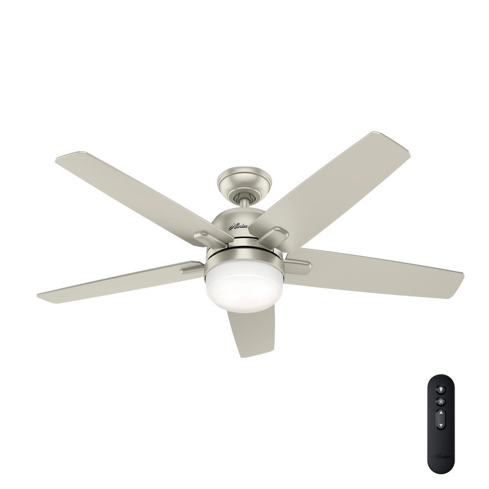 Hunter Cavera Ii 52 In Indoor Matte Nickel Wifi Enabled Smart Ceiling Fan With Light Kit Remote 50478 The Home Depot Hunter Cavera Ii 52 In Indoor Matte, Ceiling Fan Capacitor Replacement Home Depot