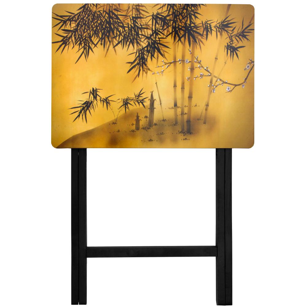 Oriental Furniture 19 In X 13 75 Bamboo Tree Tv Tray Gold