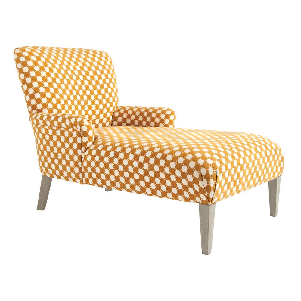 3R Studios Mustard Yellow and White Polka Dot Chaise LoungeDF2111 The Home Depot